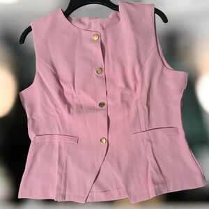 Pink Sleeveless Button-Up Vest with pants (L tag but not accurate)
